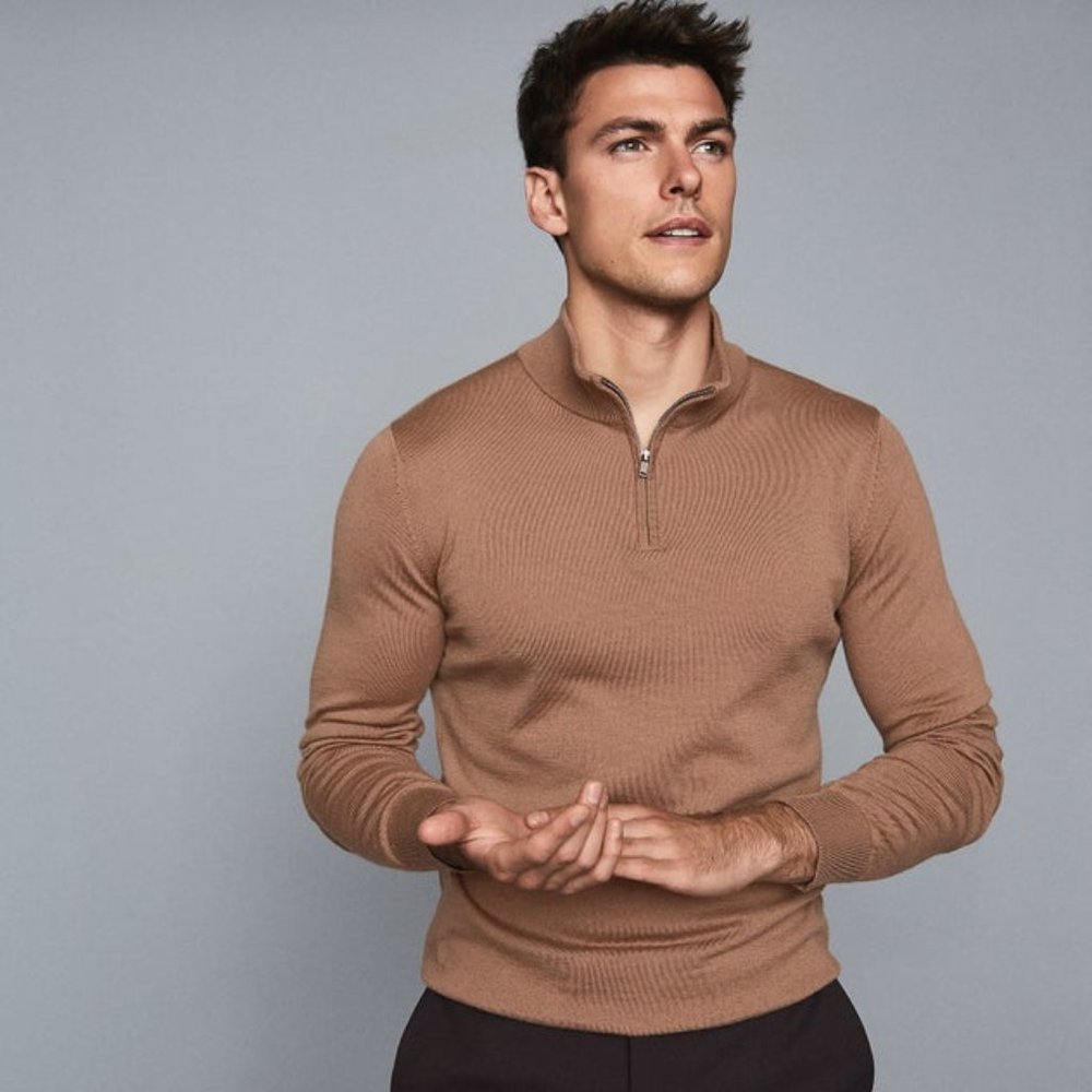 NWOT XXL REISS Blackhall Wool 1/2 Zip Pullover